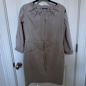 ELIE TAHARI long sleeve beige dress